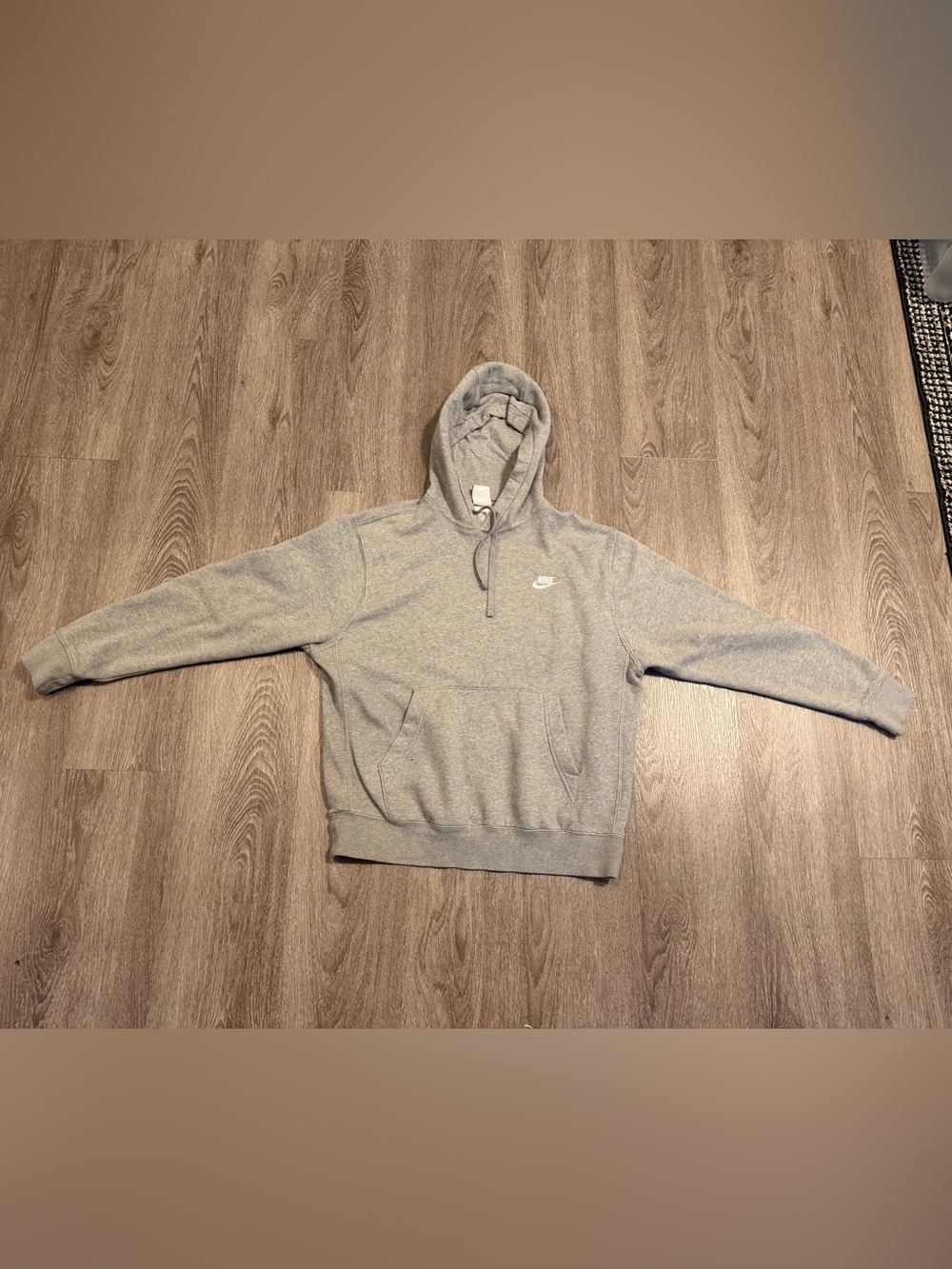 Nike Hoodie Sweatshirt Mens Medium M Gray Hooded Spellout Sports Swoosh